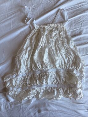 Lightweight White Ruffled Halter open back Blouse - Feminine Summer Top